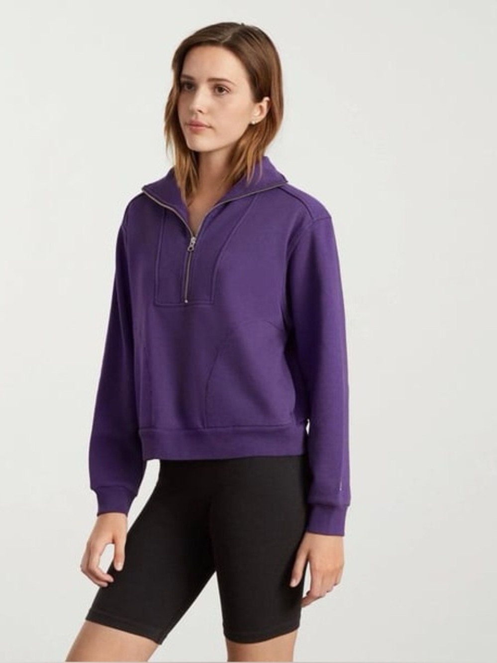 Everlane The Track Half Zip made with Organic Cotton Purple Size Large Women’s